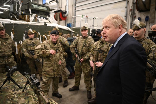 Boris Johnson meets Nato troops in Estonia