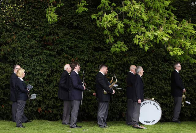 St James’s brass and reed band also attended the event (Brian Lawless/PA)