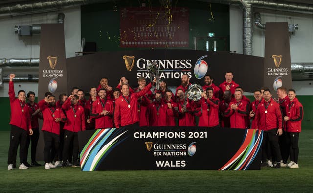 Wales celebrate winning the Six Nations