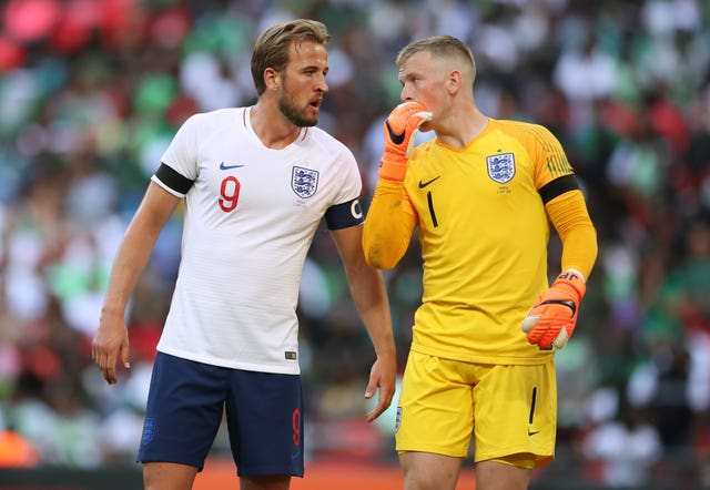 Kane (left) will captain Pickford and his England team-mates in Russia