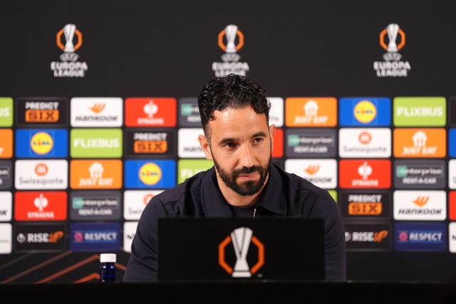 Ruben Amorim during a Manchester United press conference