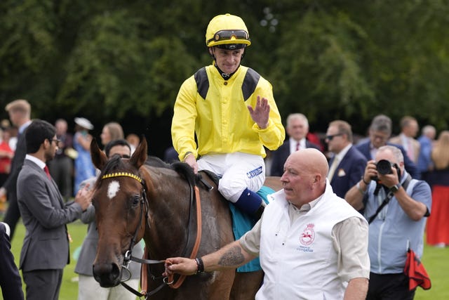 Waardah and Callum Rodriguez return to the Goodwood winner's enclosure 