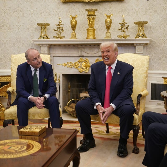 Taoiseach Micheal Martin during a bilateral meeting with US President Donald Trump