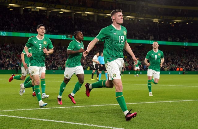 Evan Ferguson marked his first senior start for the Republic of Ireland with his first goal