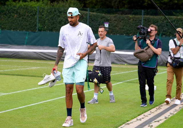 Nick Kyrgios remained quiet after he practised at Wimbledon