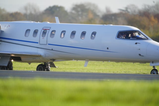 A private jet carrying new Manchester United manager landing at Manchester airport