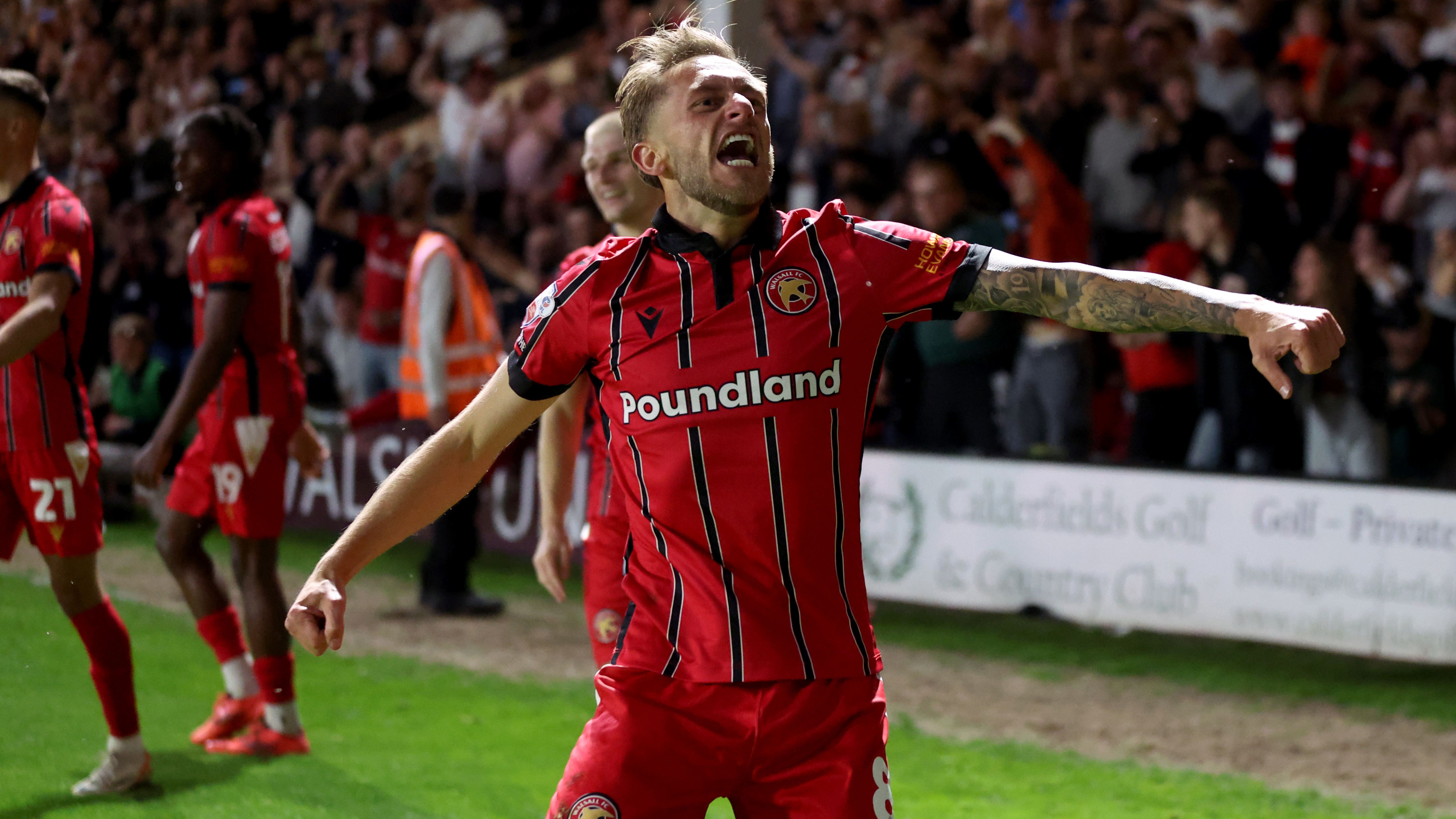 Charlie Lakin helped fire Walsall into the play-off final (Barrington Coombs/PA)