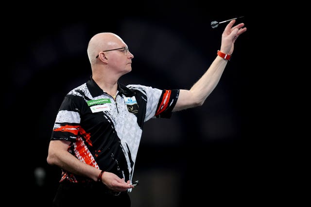 Mickey Mansell (pictured) during his match against Jonny Clayton at the PDC World Darts Championship