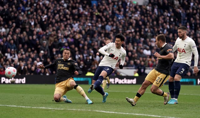 Son Heung-min scores during Tottenham's 5-1 thrashing of Newcastle that moved them into the top four ahead of Arsenal, with Manchester United three points back in seventh 