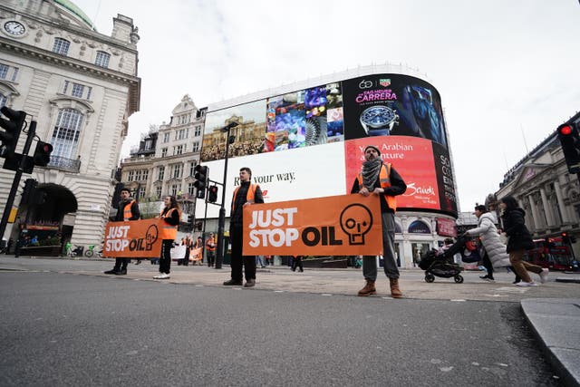 Protesters in Piccadilly Circus