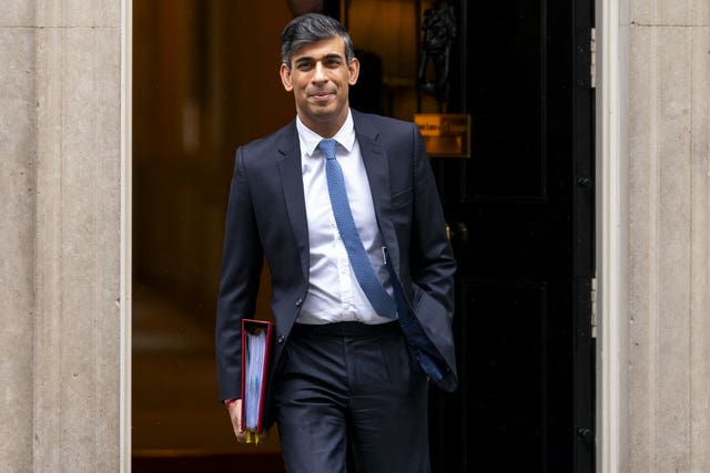 Prime Minister Rishi Sunak departing 10 Downing Street, London, to attend Prime Minister’s Questions at the Houses of Parliament