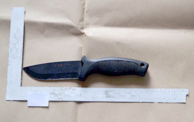 Combat knife found in the home of Sudesh Amman 