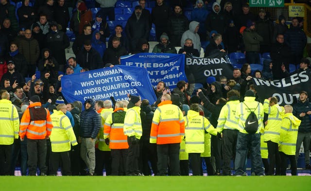 Everton fans protested after the match