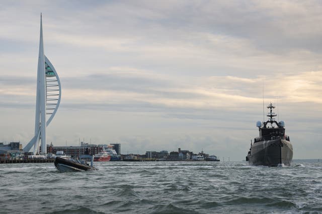 The Pacific 24 rigid inflatable boat in front of the Spinnaker Tower in Portsmouth