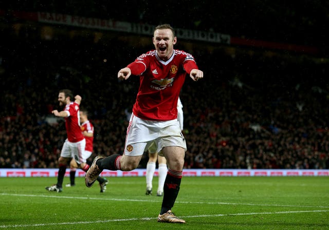 Manchester United’s Wayne Rooney celebrates scoring his side’s second goal of the game during a Premier League win over Swansea