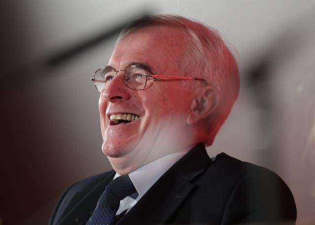 Shadow chancellor John McDonnell attending a Labour Party conference on alternative models of ownership at the De Vere Grand Connaught Rooms in central London (Yui Mok/PA)