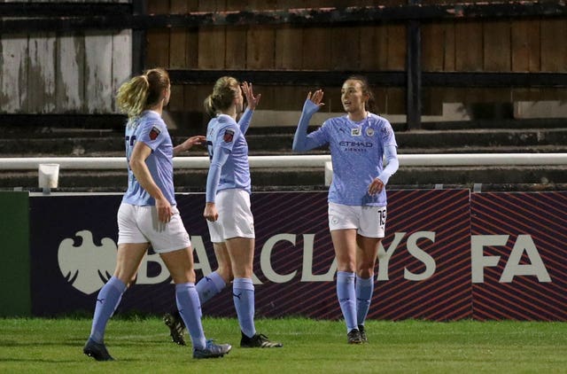 Scotland's Caroline Weir (right) has been in fine form for Manchester City in 2020-21 (Andrew Matthews/PA).