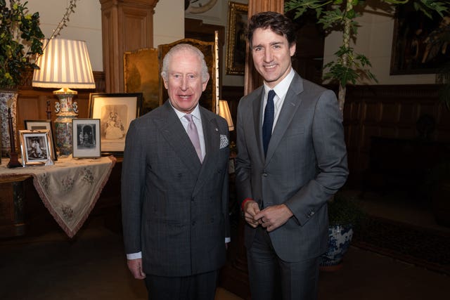 The King with outgoing Canadian Prime Minister Justin Trudeau