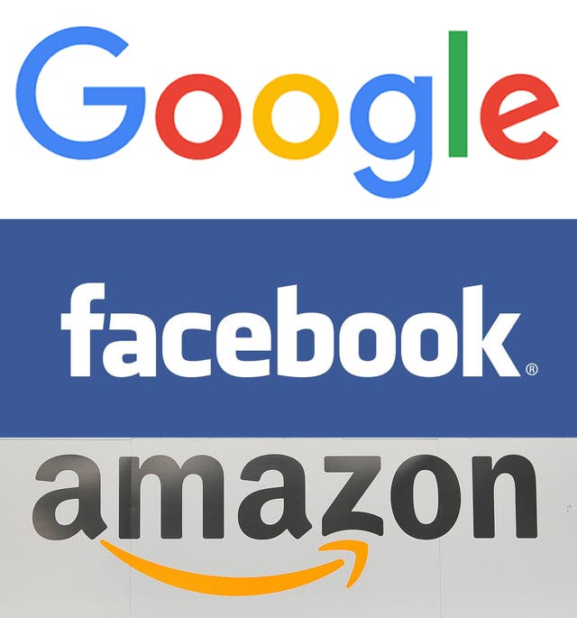 Google, Facebook and Amazon logos