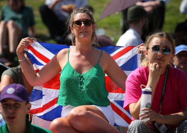 Patriotic fans at Wimbledon this week