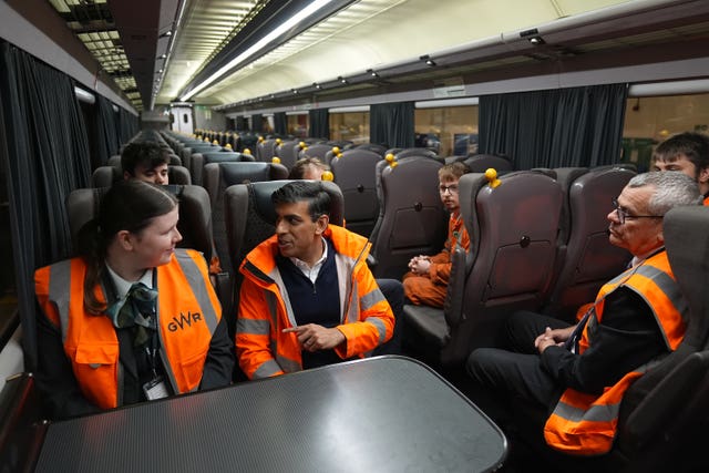 Rishi Sunak at the GWR Rail Traction Maintenance Depot in Penzance, Cornwall