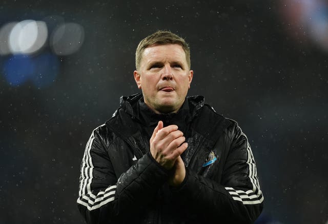 Newcastle United manager Eddie Howe applauds supporters after a game