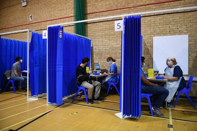 A mass vaccination centre in Cardiff (Justin Tallis/PA)