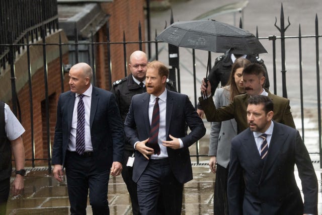 The Duke of Sussex arrives at the Royal Courts of Justice, central London