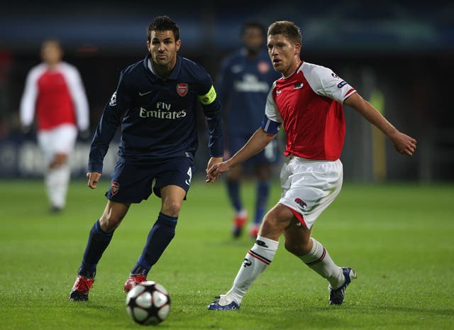 Cesc Fabregas in action for Arsenal against AZ Alkmaar