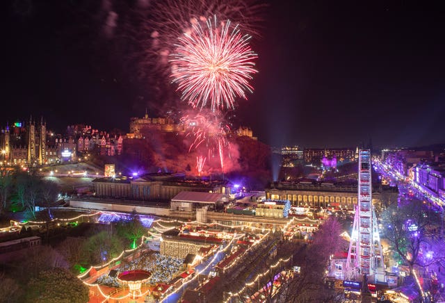 Fireworks are let off from Edinburgh Castle as part of the Hogmanay New Year celebrations in Edinburgh 