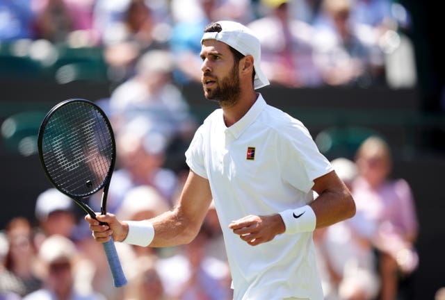 Karen Khachanov during his quarter-final defeat to Taylor Fritz