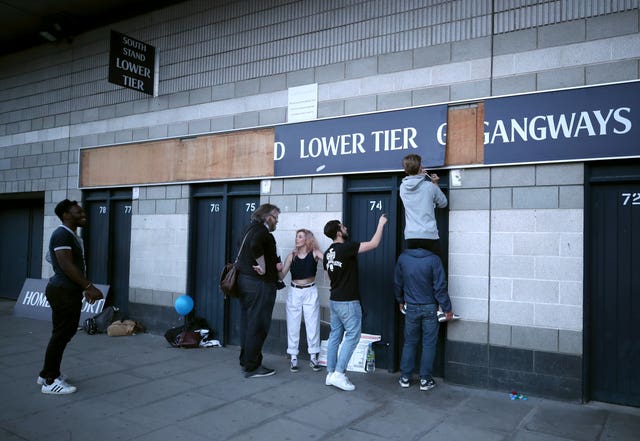 Eager fans took mementos of White Hart Lane after its final game in  May 2018