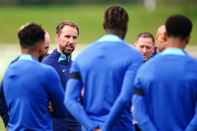 England manager Gareth Southgate during a training session at St George’s Park, Burton-on-Trent on Tuesday September 20, 2022