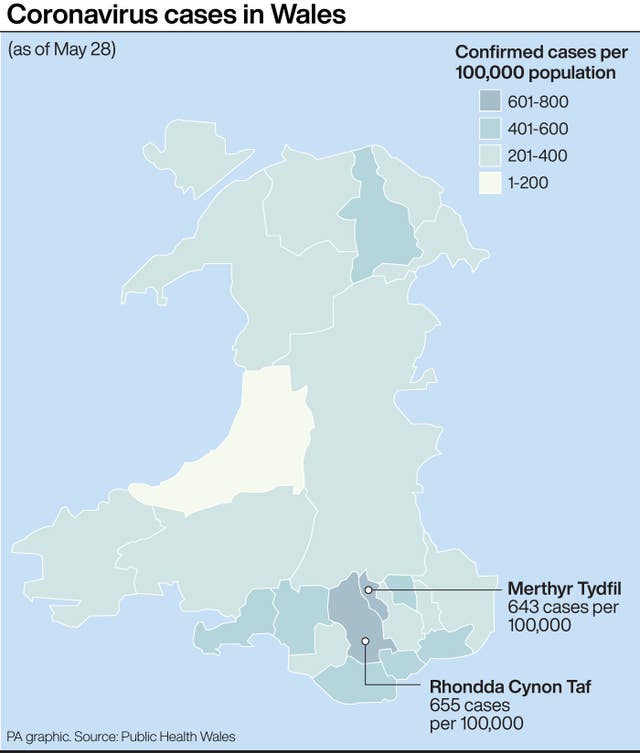 Coronavirus cases in Wales