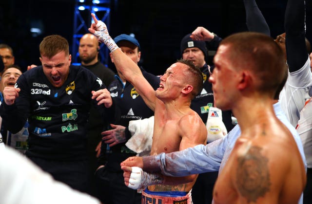 Josh Warrington reacts as he is announced the winner over Lee Selby (Dave Thompson/PA)