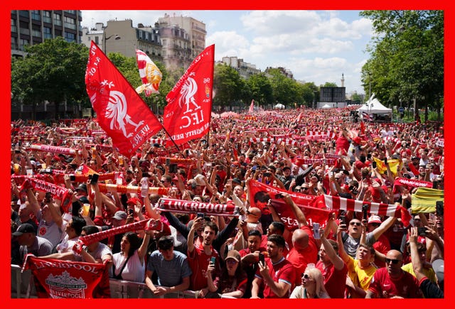 Thousands of Liverpool supporters were in the fan zone in Paris