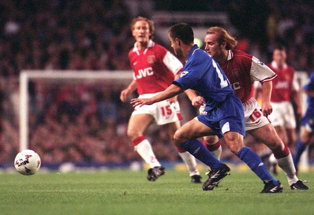 John Hartson (right) and Dennis Wise played in the 3-3 Premier League draw between the sides at Highbury in September 1996.