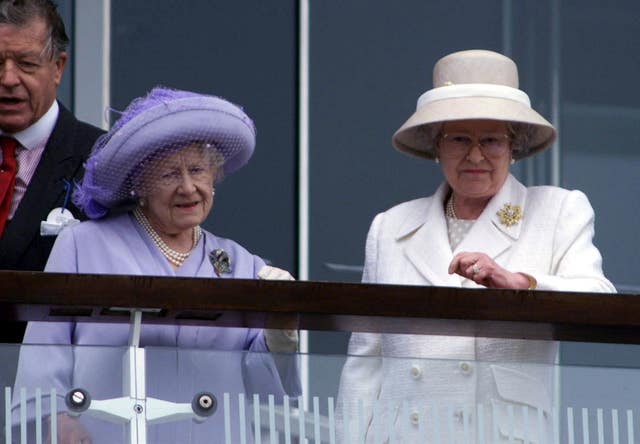 The Queen Mother and the Queen watch the end of the Derby at Epsom