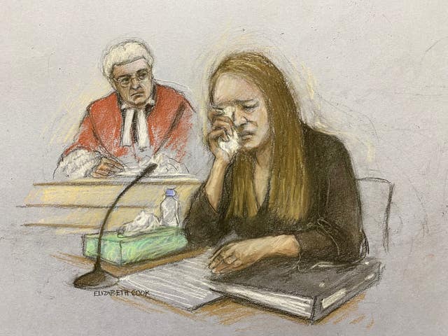 Lucy Letby giving evidence in the dock at Manchester Crown Court