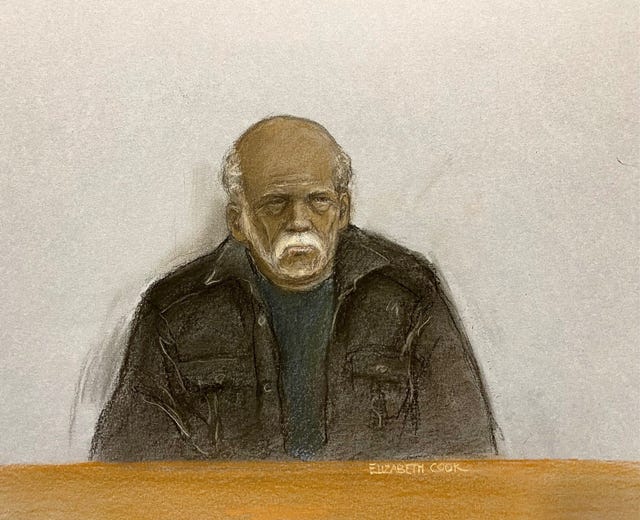 A court artist's sketch of Ryland Headley