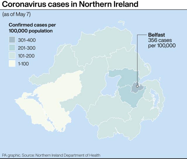 Coronavirus cases in Northern Ireland