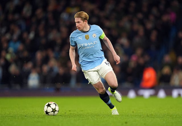 Manchester City’s Kevin De Bruyne in action during the UEFA Champions League game against Feyenoord