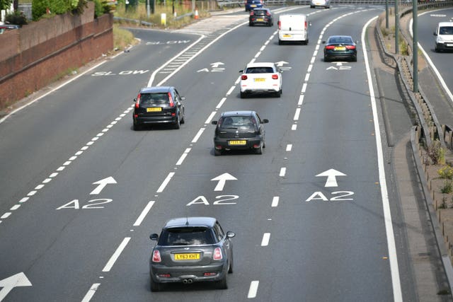 Traffic on the A2 heading out of London