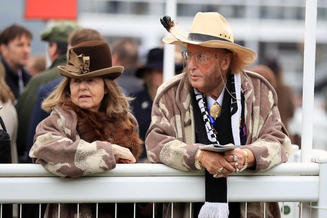 John McCririck and wife Jenny at Cheltenham