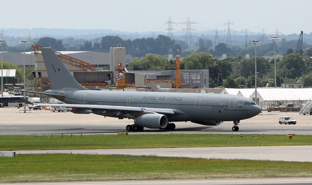 An RAF Voyager used by the Prime Minister (Steve Parsons/PA)