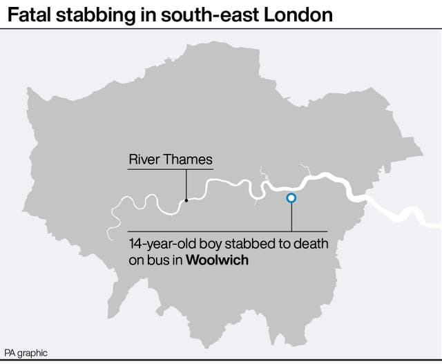 A PA graphic showing the location within London of a fatal stabbing