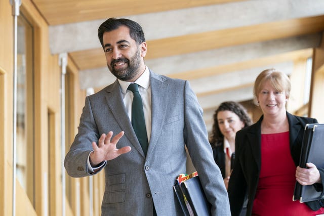 Humza Yousaf with the deputy first minister in the Scottish parliament 