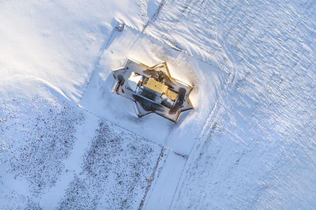 Corgarff Castle in Aberdeenshire, surrounded by snow