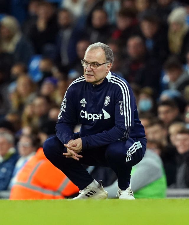 Marcelo Bielsa reacts on the touchline