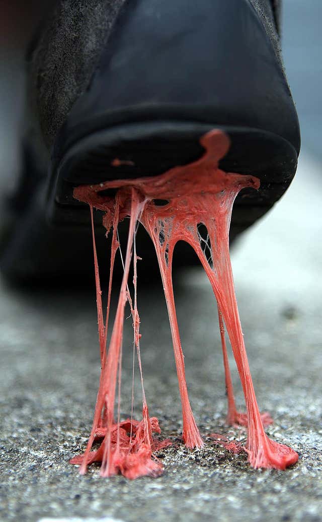 Chewing gum stuck to a shoe (Niall Carson/PA)